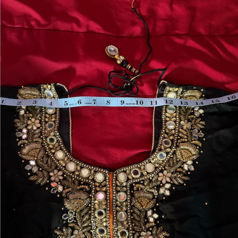 Embellished Black and Gold kameez with shalwar